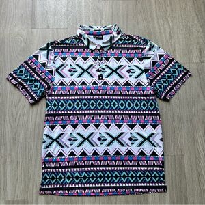 Bad Birdie Polo Shirt Men’s XL Golf Aztec Colorful Print